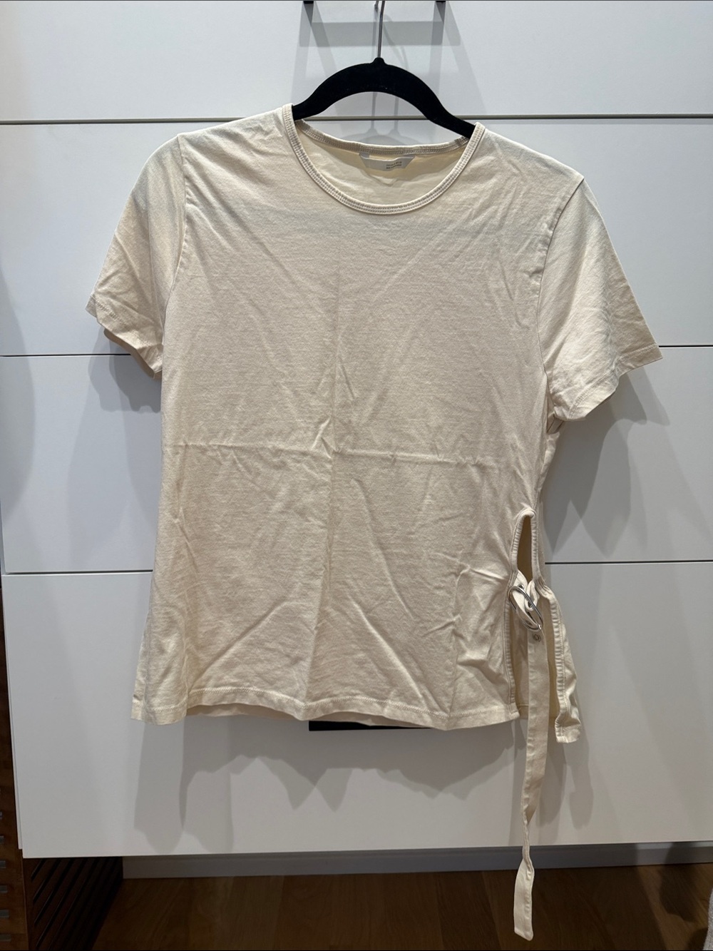 Zara Cream Short-Sleeve Side-Tie Tee